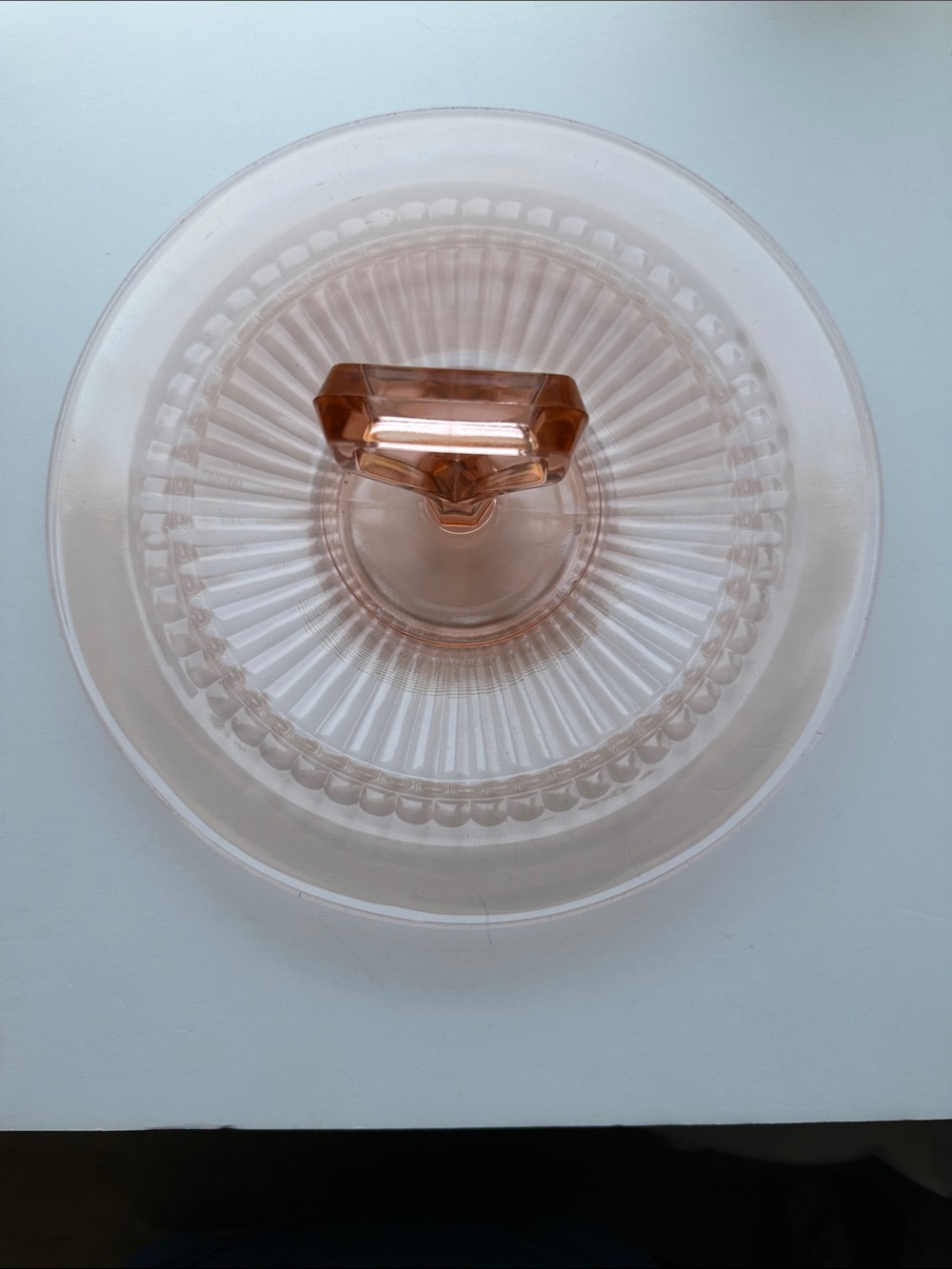 Vintage Pink Depression Glass Round Serving Tidbit Tray-Fluted Design-1930's